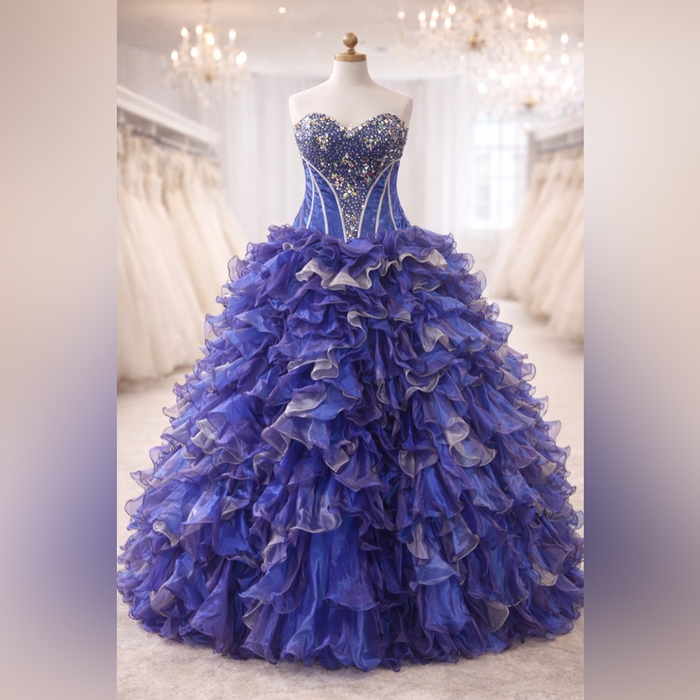 Royal Blue Quinceañera Ball Gown Size 6 NWT Rhinestone Prom Dress Princess